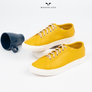 Moonlife Life Sneaker III-Yellow รองเท้าหนังวัวแท้ รองเท้าสนีกเกอร์