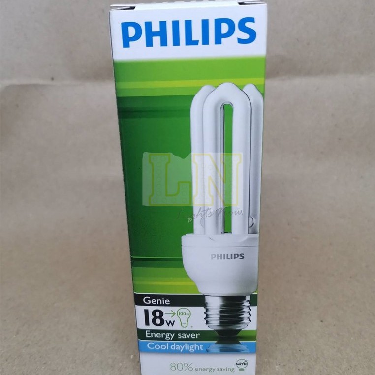 หลอดตะเกียบ​ หลอดจีนี่ หลอดประหยัดไฟ​ PHILIPS​ 8W, 11W, 14W และ 18W ขั้ว​ E27​