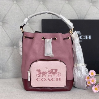 NEW Coach Jes Drawstring Bucket Bag In Colorblock With Horse And Carriage