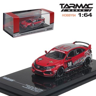 โมเดลรถเหล็ก - Tarmac Works HOBBY64 Model Car - Honda Civic Type R FK8 NASA 25 Hours of Thunderhill Race 2017