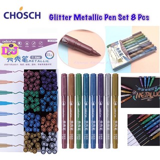 Chosch H761 Glitter Marker Pen ปากกา มาร์คเกอร์ กากเพชร  8 สี 8 ด้าม ปากกาเน้นข้อความ เครื่องเขียน สี DIY