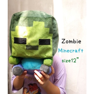 ตุ๊กตามายคราฟท์ (Minecraft)🧟‍♂️Big Zombie plush size12" (30cm.)🧟‍♀️ ตุ๊กตาซอมบี้  มายคราฟ สินค้าลิขสิทธิ์แท้ญี่ปุ่น