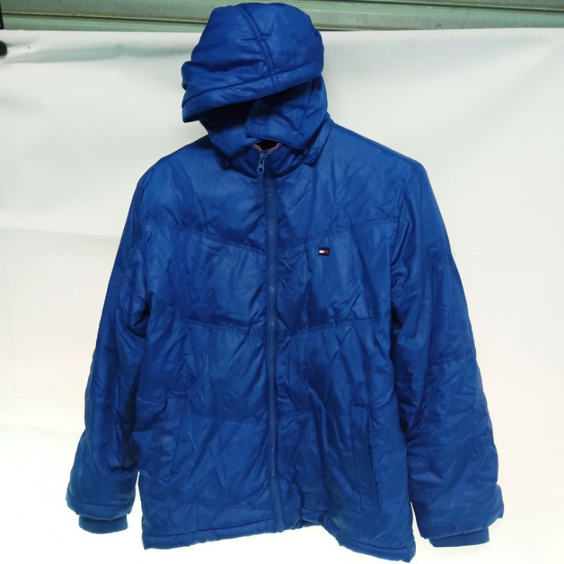 เสื้อTommy Hilfiger แท้ แจ็คเก็ตกันหนาวผ้าร่มขนเป็ดอก40-42 มี Hoodถอดได้