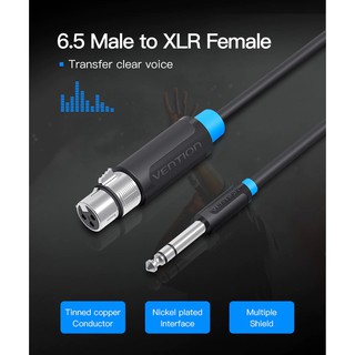 Vention(BBEB) 6.35mm to XLR Female TRS 1/4" Microphone Stereo Jack Cable Lead(1,1.5,2,3,5เมตร)