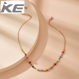 Color Bead Necklace Single-Simple Clavicle Chain for girls for women low price