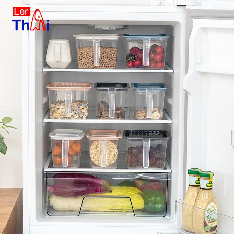 LerThai กล่องเก็บอาหารตู้เย็น ""มีที่จับ""  มีฝาปิด   Portable refrigerator food storage box