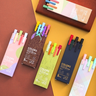5 ชิ้น / กล่องปากกาเจลวินเทจคละสีอุปกรณ์เครื่องเขียนนักเรียนสำหรับวารสาร