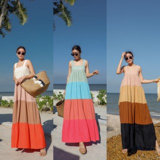 NEW COLOR BLOCK MAXI แมกซี่สายใหญ่ทรงล่อยๆใส่สบายๆสีสันสดใส