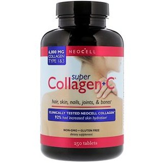 Neocell, Super Collagen + C, Type 1 &amp; 3, 6,000 mg, 250 Tablets