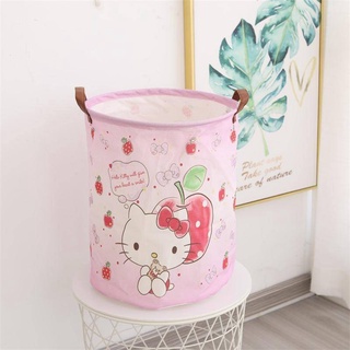 KITTY  PINK  ตระกร้า ตระกร้าผ้า ลาย แบด แบด มารุ พับเก็บได้  KITTY  คิตตี้  pink  ขนาด 40x45 cm  pink งานดี  BY  PMYL