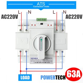 Dual Power Automatic Transfer Switch 2P63A Switch Gear Switch 220V สวิตช์ถ่ายโอนอัตโนมัติแบบ Dual Power