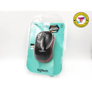 Mouse logitech M 185 สีดำแดง​ รับประกันศูนย์ synnex 3 ปี