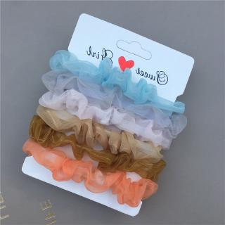 1 เซ็ตผม Scrunchies ผมแหวนเชือกผมหางม้าอุปกรณ์ผม (5-6 ชิ้น) สาว Hairbands ของขวัญ