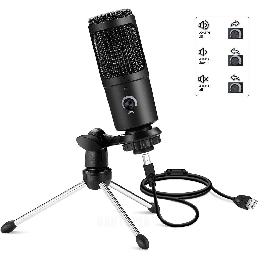 Podcasting Vocal Recording Metal Condenser Recording Microphone for Streaming USB Microphone Compatible with iMac PC Laptop Desktop Windows Computer 