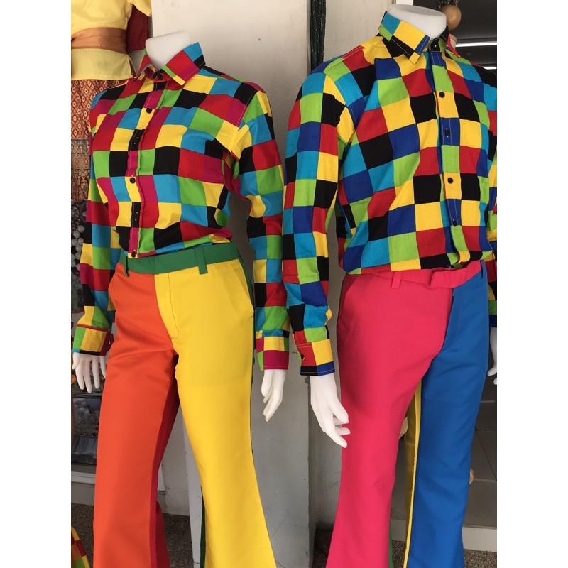 เสื้อแหยม กางเกงแหยม ชุดแหยมย้อนยุค มีถึงอก54นิ้ว ชุดแหยมยโสธร (คละสี)