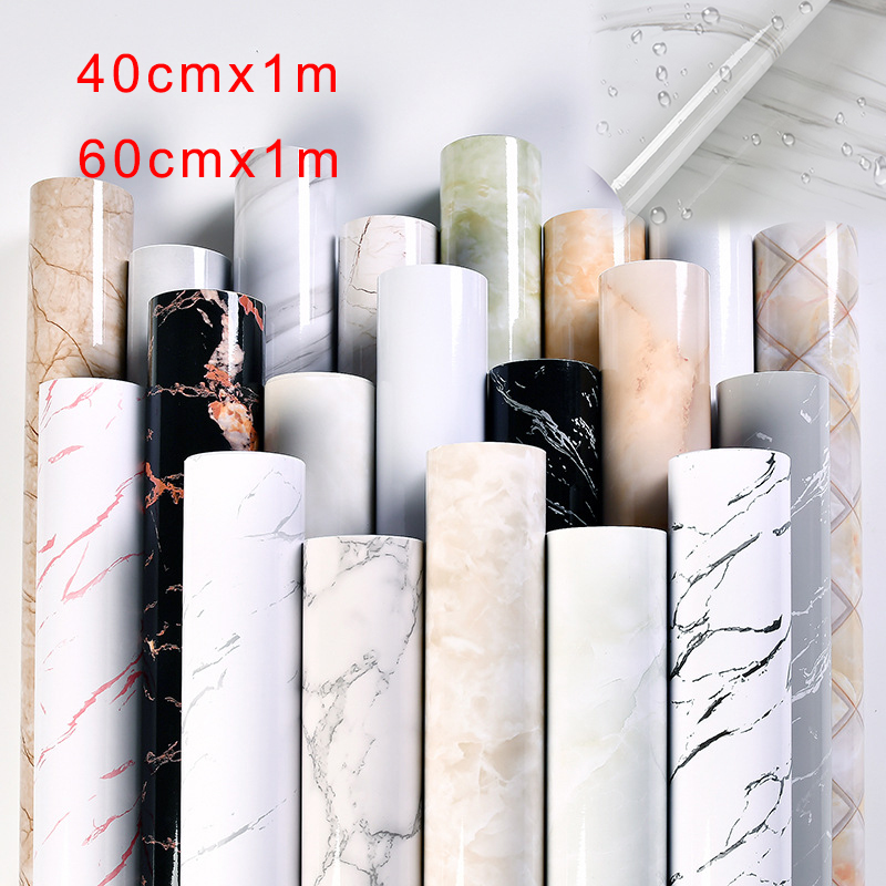 สติ๊กเกอร์วอลเปเปอร์ลายหินอ่อนมีกาวในตัวขนาด 40 / 60 ซม . X 1 ม . สําหรับตกแต่งห้องครัว