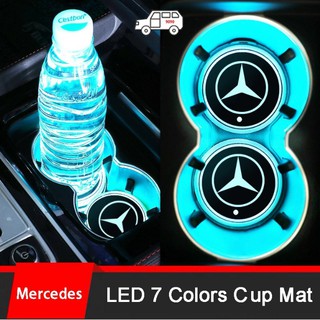 น้ำรถยนต์รถไฟเหาะรถปก Groove จ้าน้ำถ้วยผัดไฟ LED ที่มีสีสัน for Mercedes-Benz W203 W210 W211 W124 W202 W204 AMG E300L E300L S-Class C-Class c180 glk300 cls clk slk