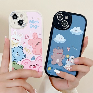 เคสโทรศัพท์มือถือ กันกระแทก ลายกระต่าย หมีน้อยน่ารัก สําหรับ iPhone 13 pro MAX I12 pro MAX 6s plus 7plus 8plus i11 pro