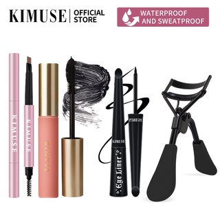 Kimuse ดินสอเขียนคิ้ว + มาสคาร่า + อายไลเนอร์เหลว + ที่ดัดขนตา 4 ชิ้น / ชุด