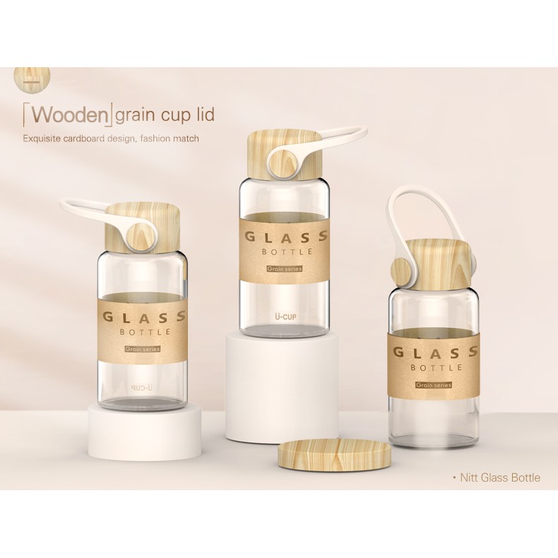 Kayu ขวดน้ําดื่มแก้วสุนทรียศาสตร์สมัยใหม่ X&Wu 1214 ลายไม้ 300 ML