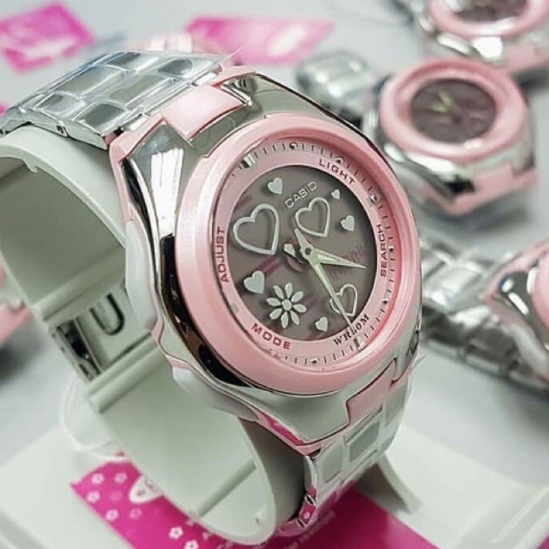 มือหนึ่งของแท้ 100% CASIO POPTONE นาฬิกาผู้หญิง สีเงิน สายสแตนเลส รุ่น LCF-10D-4AVDR