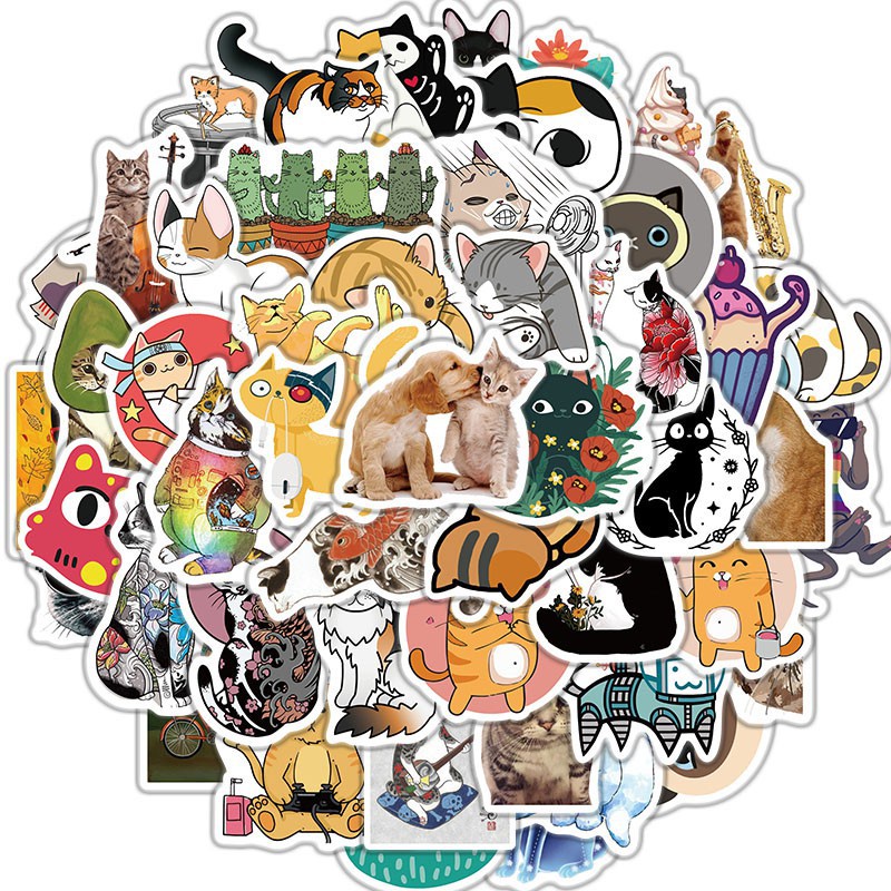 Large sticker】50pcs Cat Stickers/Cute Animals Sticker /Cartoon Adhesive  Animal Reward Stickers/ DIY Sticker / Book Sticker / Lovely Decor Stickers  | Shopee Thailand