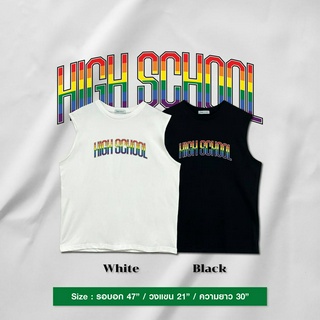 Highschool - SLB1183 เสื้อยืดแขนกุด ทรงโอเวอร์ไซส์ pride month🏳️‍🌈