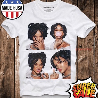 ฤดูร้อนใหม่สบายเสื้อยืดผู้ชายเสื้อยืด 3D เซ็กซี่ลำลองสีดำ _ สีขาว Fenty นักร้องฮิปฮอปคนรักดนตรีพัดลมเสื้อเพลงวันเกิดS-5X