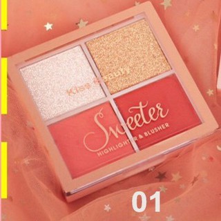 Kiss Beauty sweeter highlighter blush บลัชออนและไฮไลท์ 4 ช่อง