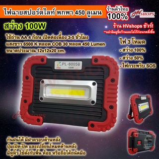 ไฟฉุกเฉิน led ไฟฉุกเฉิน 100W (PL-6005B) 450 ลูเมน ไฟฉุกเฉิน led ไฟฉุกเฉินพกพา ไฟฉาย led พกพา สปอร์ตไลท์ แบบ led สปอร์ตไลท์ สปอร์ตไลท์พกพา