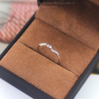 แหวนสง่างาม ใบวิลโลว์ฝังคริสตัล 925 Silver Plated Engagement Jewelry Fashion Rings ปรับขนาดได้