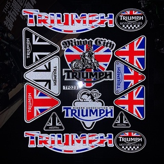 สติ๊กเกอร์ Triumph Sticker สติ๊กเกอร์มอเตอร์ไซค์ ไทรอัมพ์ สวยงาม สะท้อนแสงได้ในที่มืดหรือเวลากลางคืน หลายแบบใน 1 ชุด