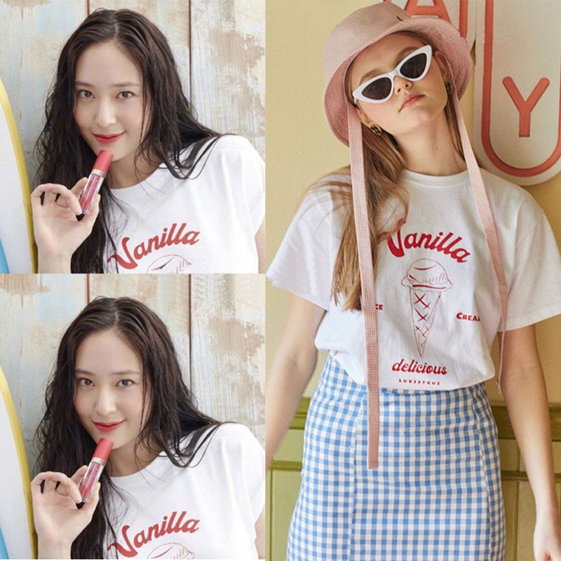 Krystal Jung SooJung & AOA Kim SeolHyun wear / Korea LUV IS TRUE DE VANILLA TEE(WHITE) ของแท้ 100%