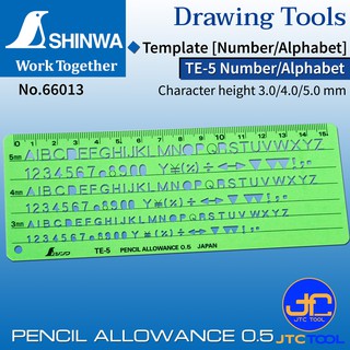 Shinwa แผ่นเขียนแบบตัวเลข/ตัวอักษร รุ่น 66013 - Template [Number/Alphabet] No.66013