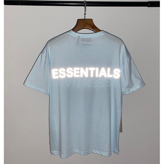 ESSENTIALS เสื้อยืดแขนสั้นผ้าฝ้ายพิมพ์สะท้อนแสง 3M ขนาดใหญ่พิเศษ