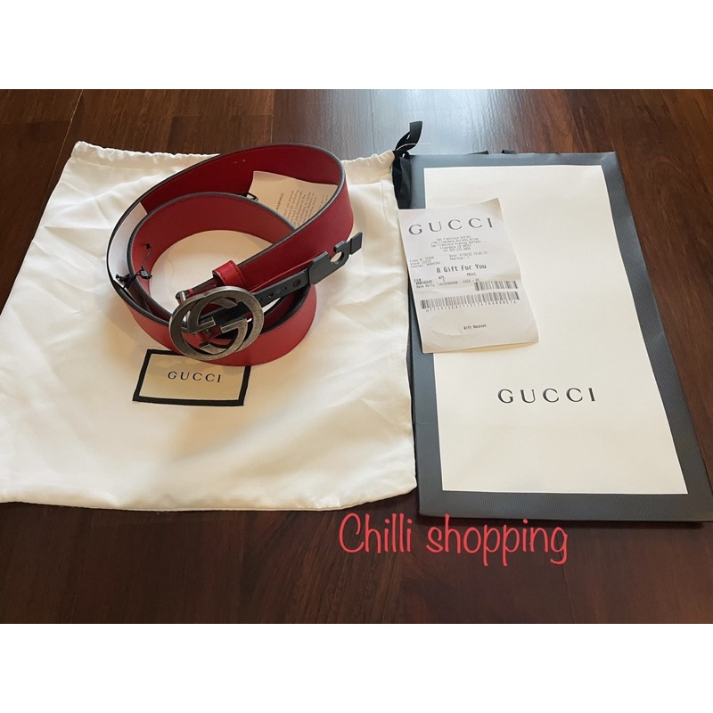 Gucci interlocking belt : red 85 ของแท้