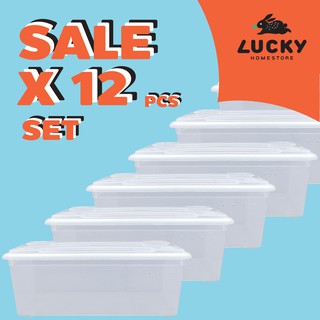 LUCKY HOME กล่องรองเท้าใสมีฝาปิด P5-0026 แพ็ค x12 ชิ้น(ใส่ได้มากสุดไซซ์ 42 หันด้านข้าง) ขนาด 23 x 33 x 12 cm