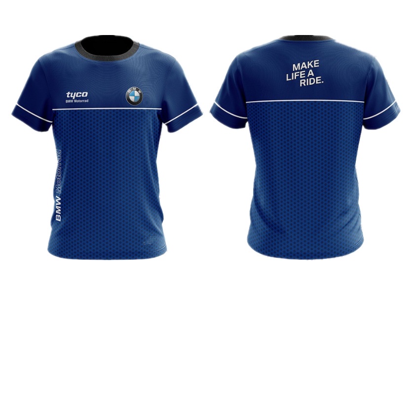 เสื้อยืดพิมพ์ 3D BMW TYCO ระเหิด / เสื้อ BMW Jersi / เสื้อยืด BMW Jersey Sublimation ขนาดใหญ่
