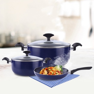 เครื่องครัว 5 ชิ้น Non Stick กระทะ หม้อพร้อมฝาปิด