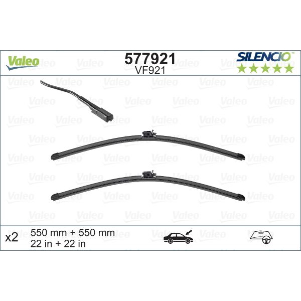 Mercedes Benz VALEO GERMANY ใบปัดน้ําฝนด้านหน้า Silencio W205 GLC X253 W253 VF921 VM921 2058205800