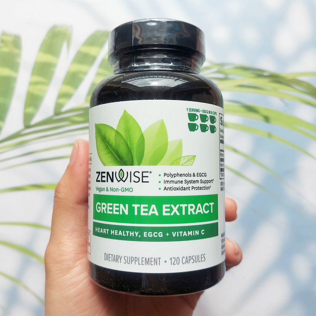 สารสก ดจากชาเข ยว Green Tea Extract With Egcg Vitamin C 1 Vegetarian Capsules Zenwise Health Shopee Thailand