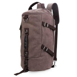 Fin 1 กระเป๋าสะพายแคนวาสใบใหญ่ เป้สะพายหลัง Mens Backpack Hand Bag 1449 สีกาแฟ