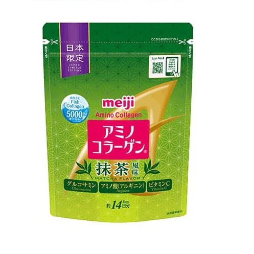Meiji Amino Collagen 5000 mg Matcha Flavor อมิโน คอลลาเจน รสชาเขียว