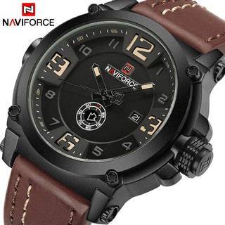 NAVIFORCE นาฬิกาข้อมือควอตซ์ ชนิดสายหนัง กันน้ำ แฟชั่นสำหรับผู้ชาย