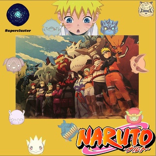 Naruto "Jinch』Riki&amp;All Tails โปสเตอร์กระดาษคราฟท์สําหรับติดตกแต่งผนังบ้าน 50.5x35ซม.