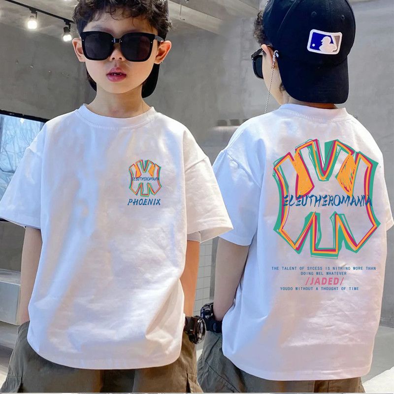 【พร้อมส่ง】เสื้อยืดคอกลม แขนสั้น ผ้าฝ้าย สุดเท่ สําหรับเด็กผู้ชาย อายุ 3-15 ปีเสื้อยืดแขนสั้นเด็กผู้ชาย เสื้อเด็กผู้ชาย