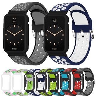 สําหรับ Xiaomi Mi Band 7 Pro สายรัด ซิลิโคน ระบายอากาศ กีฬา สร้อยข้อมือ สายนาฬิกา พร้อม Mi Band 7Pro เคสป้องกัน กรอบ