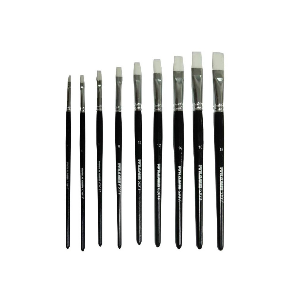 Pyramid(ปิรมิด) พู่กัน สำหรับสีน้ำและอคริลิค ขนสังเคราะห์ ปลายแบน 6201F