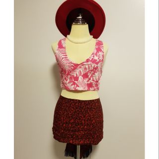 เสื้อ Crop top สีแดงขาวแบรนด์ ZARA แท้ มือ 1