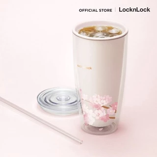 LocknLock แก้วพลาสติก 2 ชั้นลายซากุระ Double Wall Cold Cup 720 ml. รุ่น HAP509